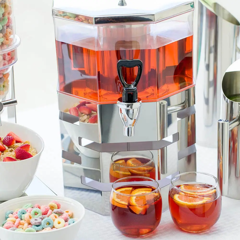 
Met Lux 5L Pentagon Stainless Steel Stackable Juice Dispenser - with Body - 9 3/4