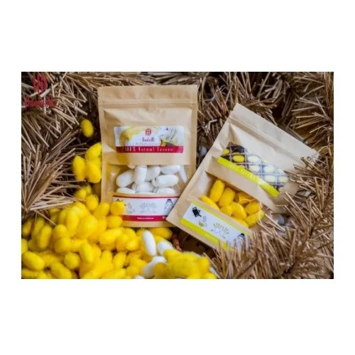 Высококачественный белый и желтый 100% шелковый натуральный кокон для массажа лица и скраба из Вьетнама