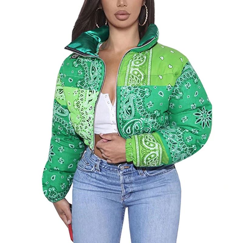 
 Женские пуховики с принтом, Зимние Модные теплые парки, повседневная куртка на молнии, верхняя одежда, 2021  