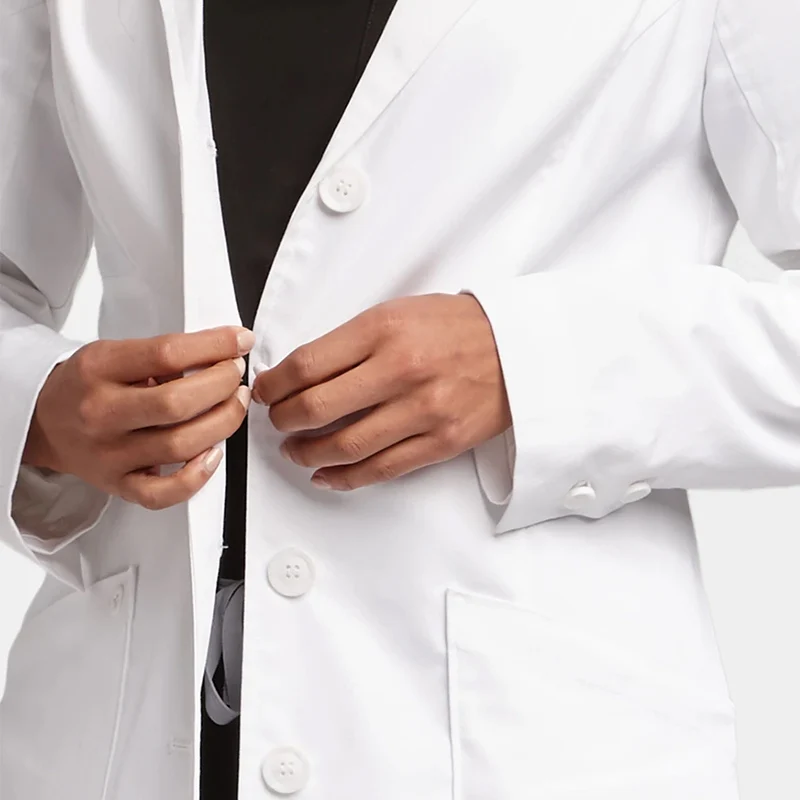 New Designs 3 Pockets Medical Nurse Scrub Uniforms for Hospital Staff Top Clothing Black Print Cotton