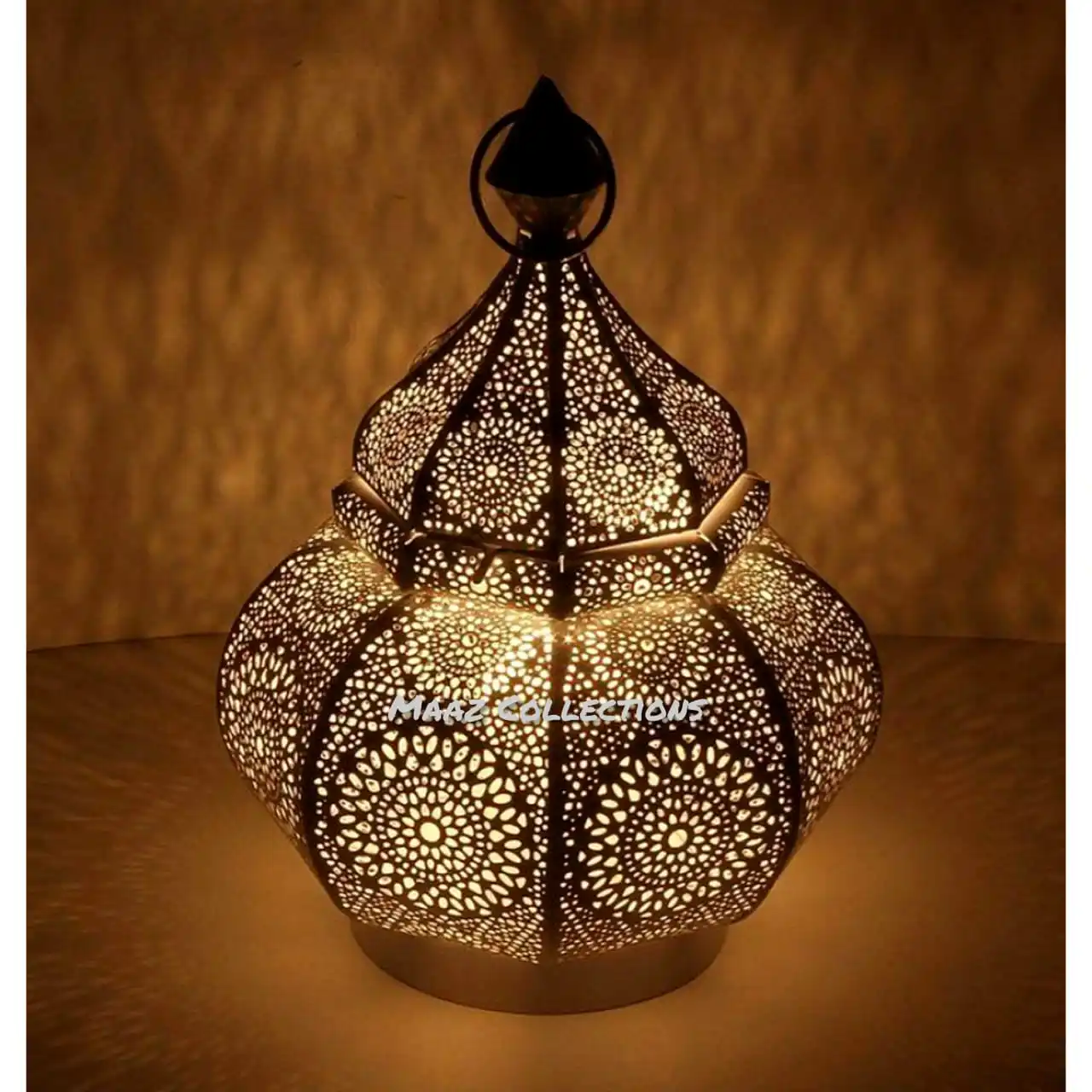 Wholesale Custom Vintage Antique Moroccan Black Lantern Iron Table Lamp Elevate Your Space with Oriental Home Decor