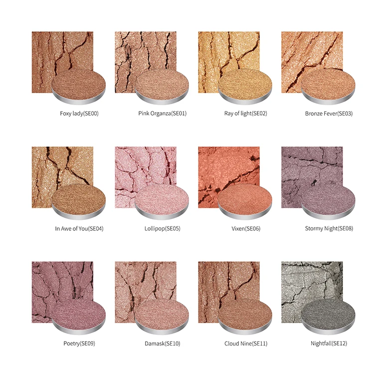 portable  single shimmer metallic eyeshadow palette smooth touch high pigmented