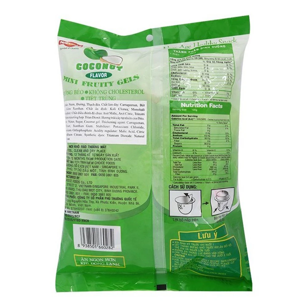 
Coconut flavor mini fruity gels 1000g/bag New Choice jelly brand from Vietnam 