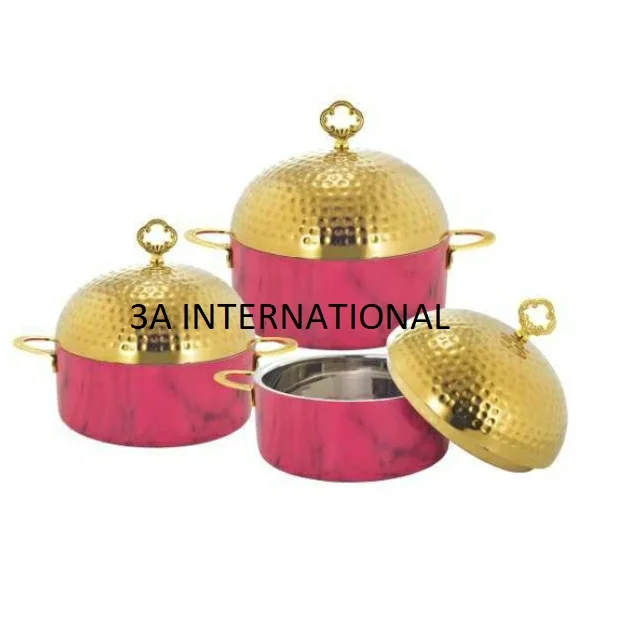 Handi Style Hotpot Set Of Three (Handi Shape) Silver finishing Good Quality Material Wholesale Prize