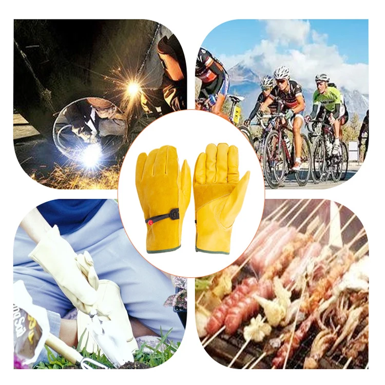 Wholesale high quality anti slip Hand safety Grain Cowhide labour  Leather General Purpose Safety Working Gloves