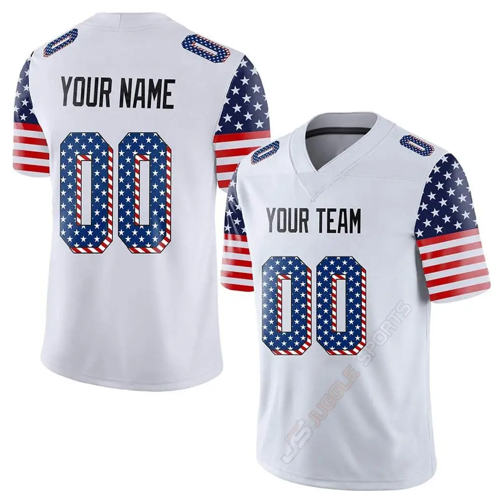 
Футбольные майки с американским флагом для молодежи, вышитые имена и цифры, дизайнерские Собственные футболки для американского футбола, трикотажные изделия 