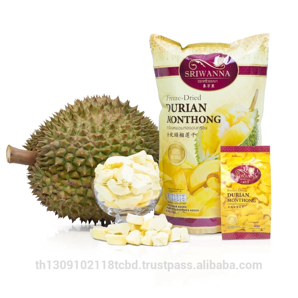 SRIWANNA Freeze Dried Durian  Monthong 210 g. (6 Individual Packs)