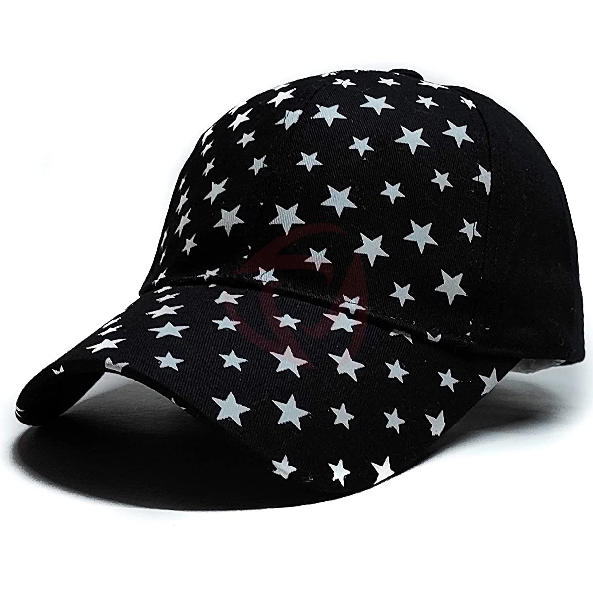 Professional Black Color And Star Printing With Unique Style For Men Sports 6 Panel Cap By MRAH CO SPORTS