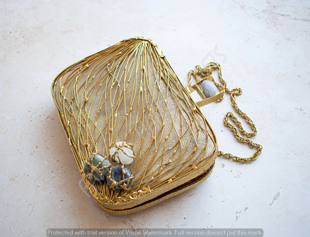 High Quality Hot Selling Mother of Pearl Inlay Brass Clutch With Wire Work On Top at Best Price