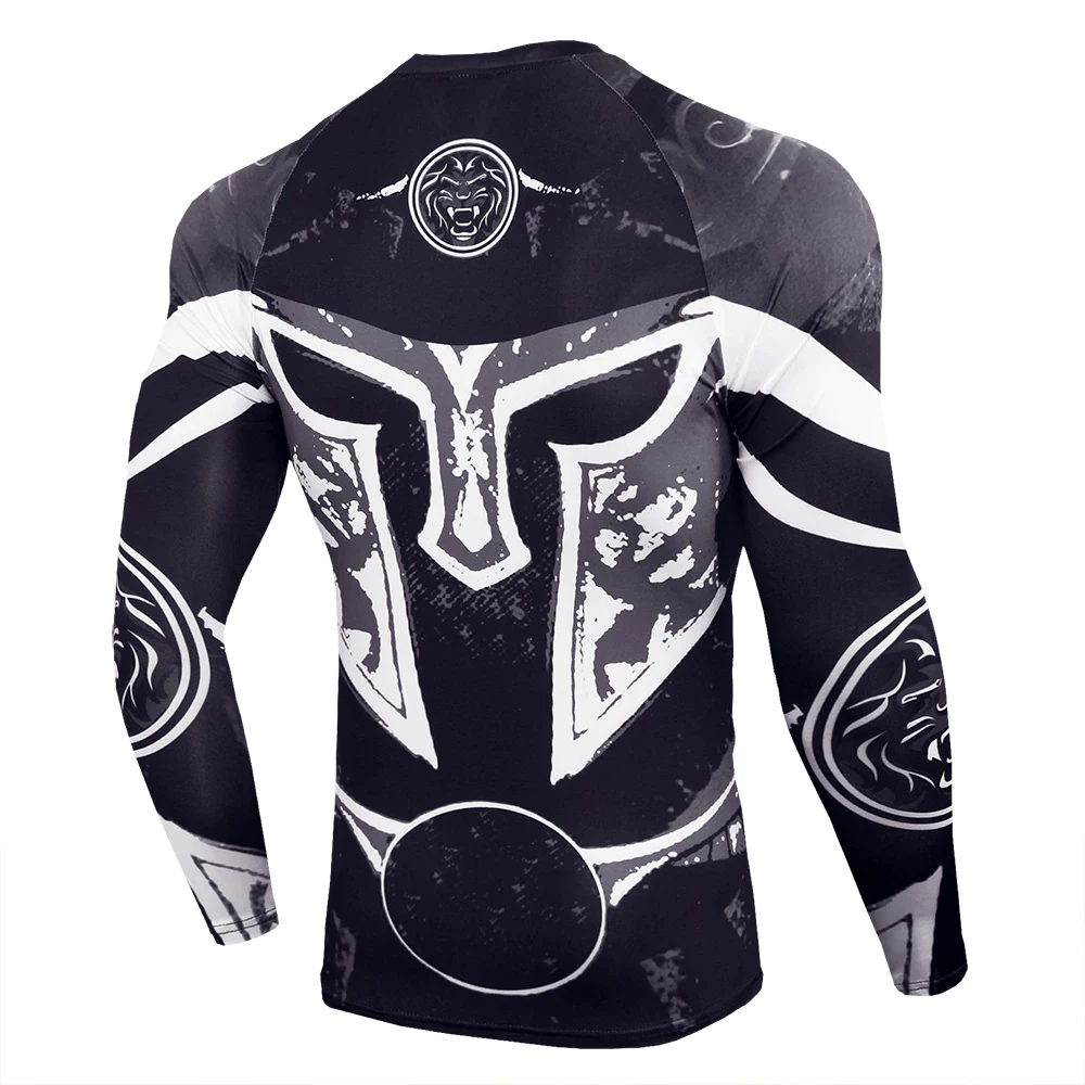 Printed Gym Workout Men Rash Guard Custom Brand O Neck Long Sleeve T Shirt