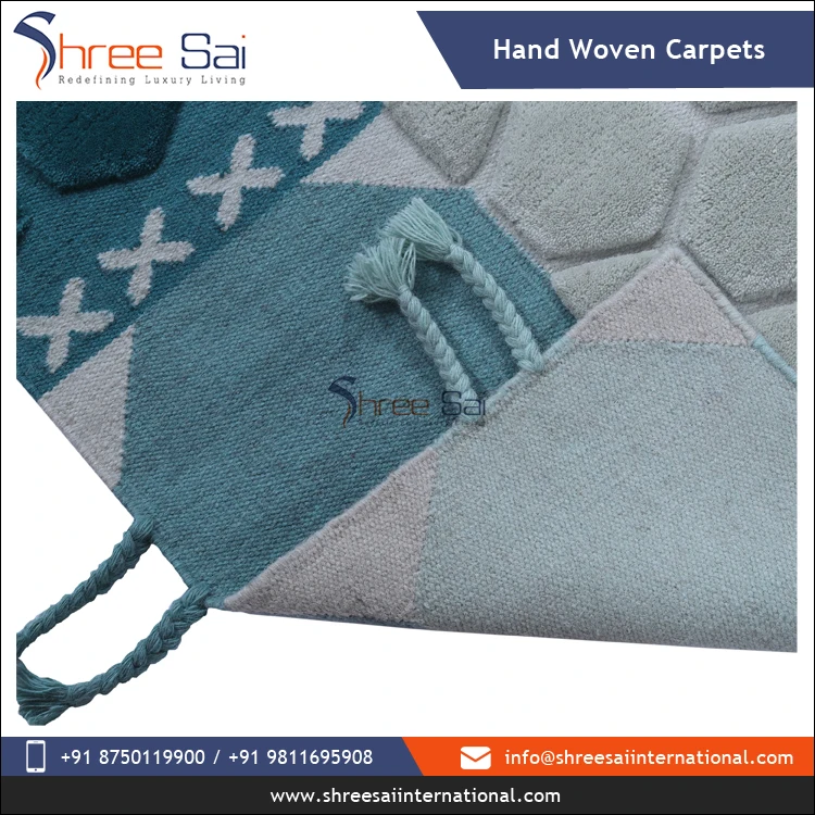 Origin Dealer Selling Best Quality Handmade Cotton Carpets Embroidered Living Room Modern Rectangle Geometric Wool & Cotton
