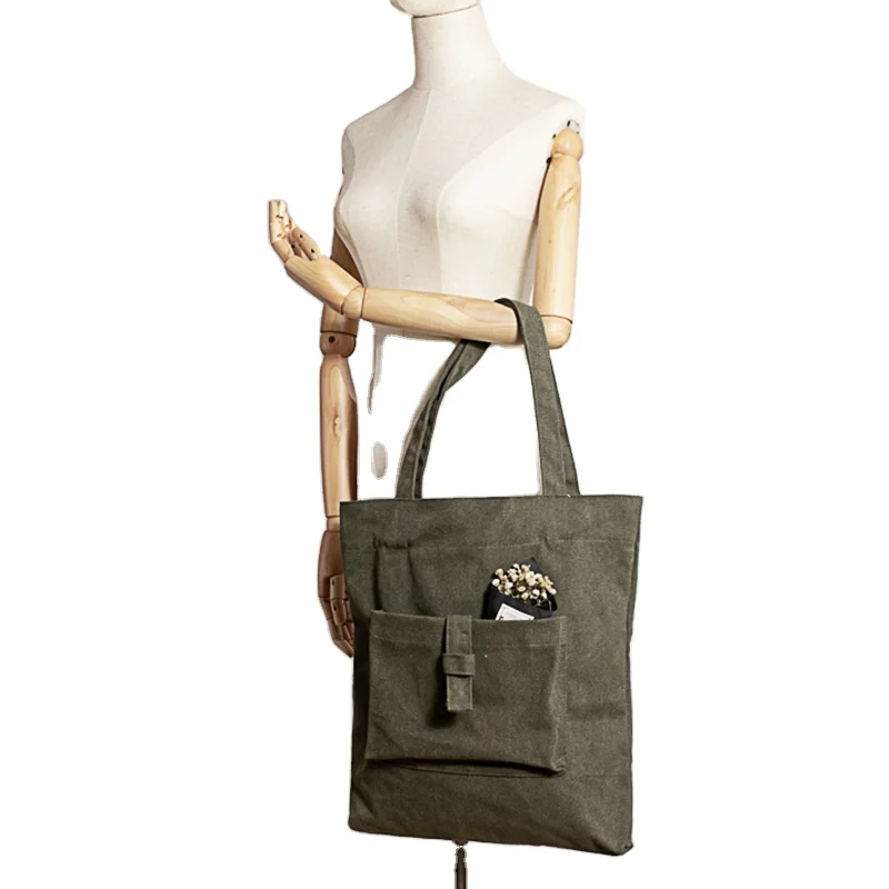 ISO BSCI Factory custom thick canvas tote bag with pocket shopping gift shoulder canvas black tote bag tote bag