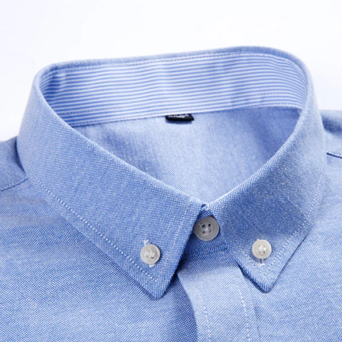 
New Oxford Shirt Factory Customized Long Sleeve Soft Oem- Friendly Two Color Dress Shirts Men Shirts Solid Pattern Cotton 