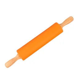 Dough Roller for Pizza, Cookie with Wooden Handle Silicone Rolling Pin