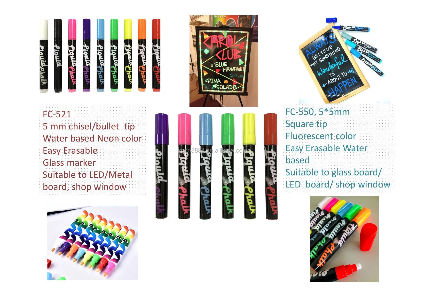  Fluorescent ink Chisel/Bullet Nib 5.5 MM for LED board Glass chalk marker