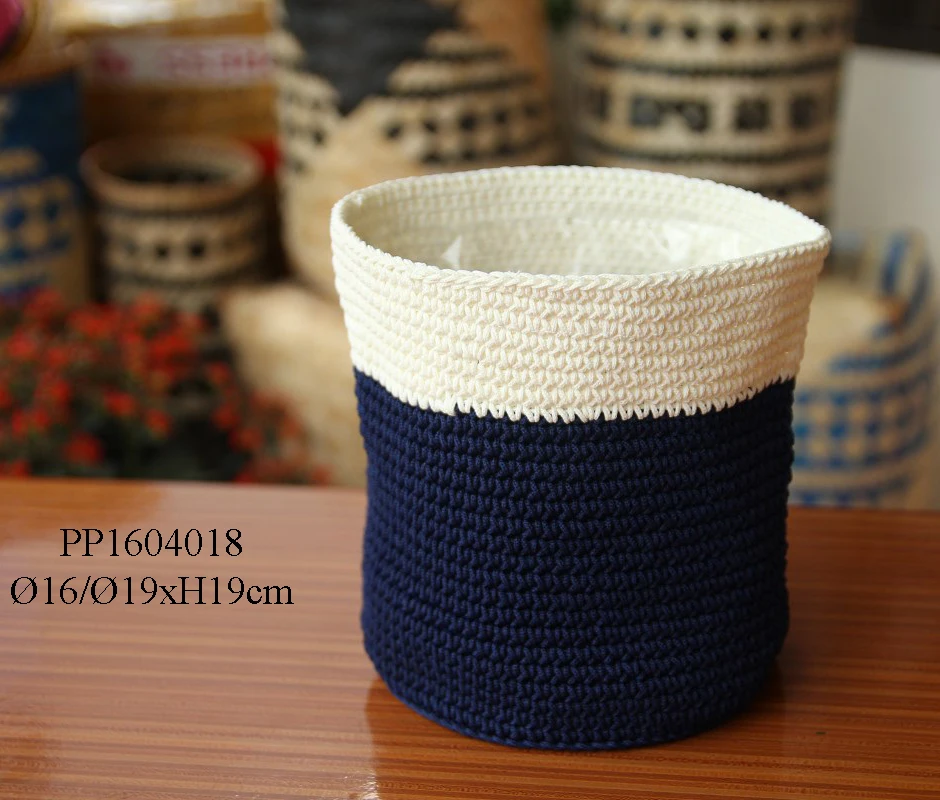 
Handmade Taupe Poly Propylene Crochet Basket Crochet Storage Basket 