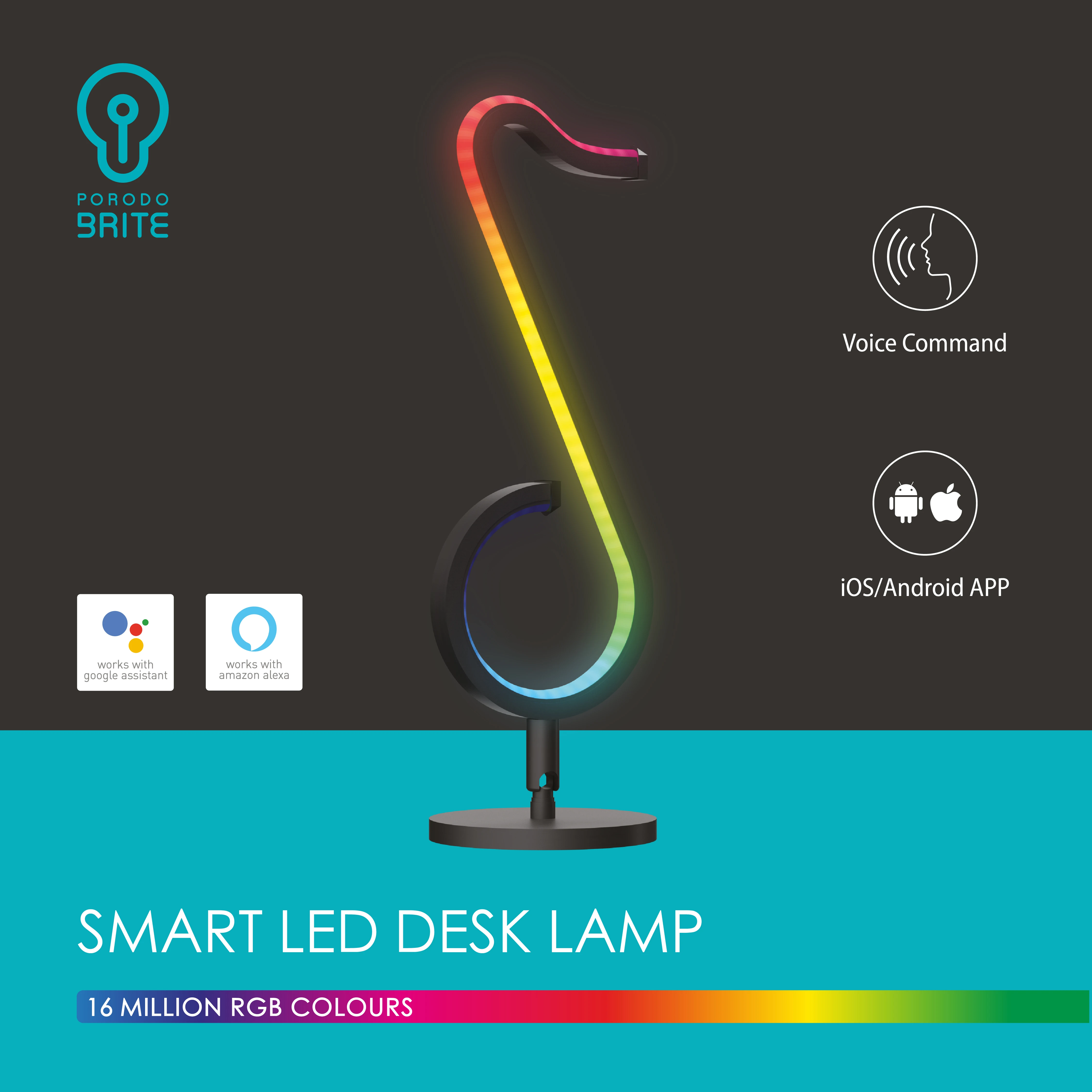 Trending Porodo Smart LED Desk Lamps 16 million RGB Colours, Voice Command  app and remote control