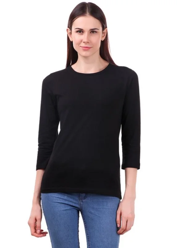 Футболка Женская однотонная с длинными рукавами круглым вырезом дышащие хлопковые футболки для женщин