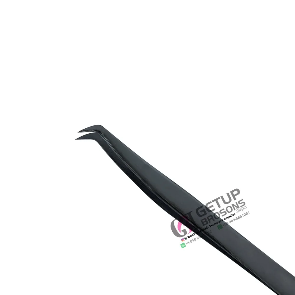 Best Quality Russian Volume Black Plasma Stainless Steel Eyelash Extension Tweezers With Own Your Custom Logo Beauty Instruments