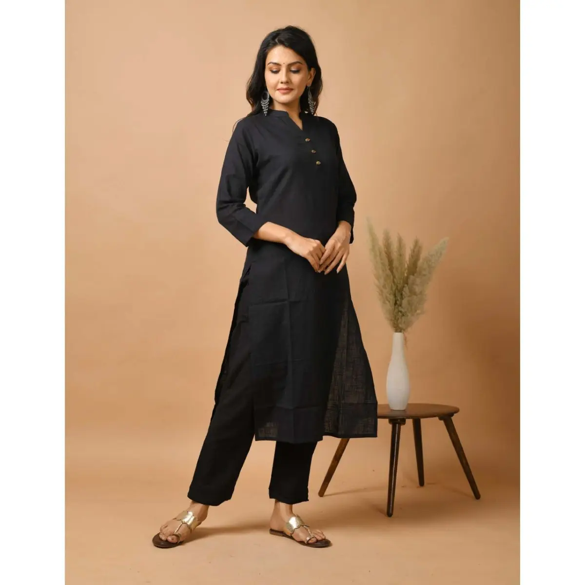 Designer wear Cotton Solid Casual Kurti With Pant Set