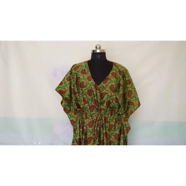 Women Night Wear Caftan Vintage Silk Sari Bathrobe Soft Silk Dress Home Wear Comfortable Maxi Dress Bridal Robe Beach Cover Up