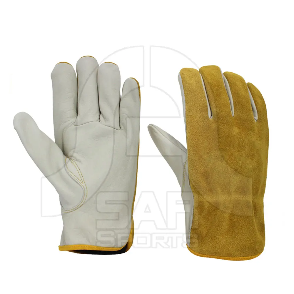 Factory Made Cheap Price High Quality Cow Split Leather Work Gloves Welding Gloves Leather Safety Gloves