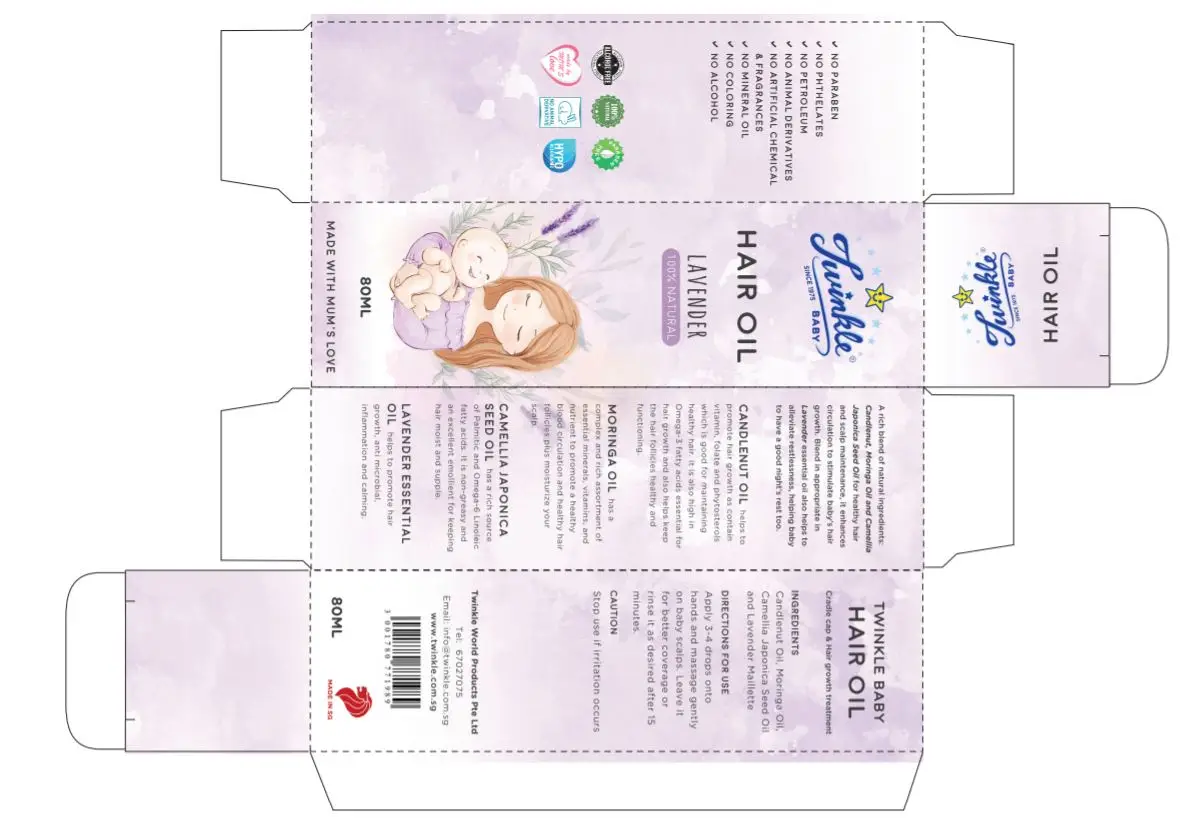 High QualityHair Oil 80ml Bottles Hair Conditioning Hair Treatment 100% Organic Extracted Ingredients Twinkle Baby