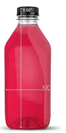 Factory offer 32oz Empty Clear Plastic Juice Bottles with Lids PET Drink Containers for Juice Smoothie Drinking Cold Beverages