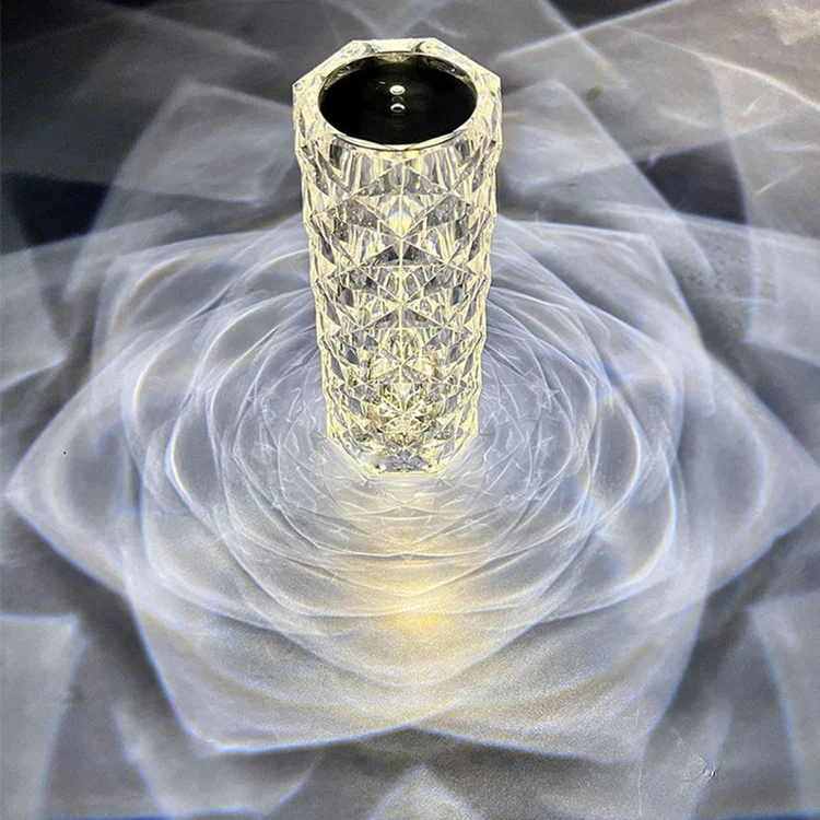 SFT Nordic Crystal Table Lamp Bedroom Touch Dimming Atmosphere Night Light Rose Projector Lamp Decor for Home Restaurant