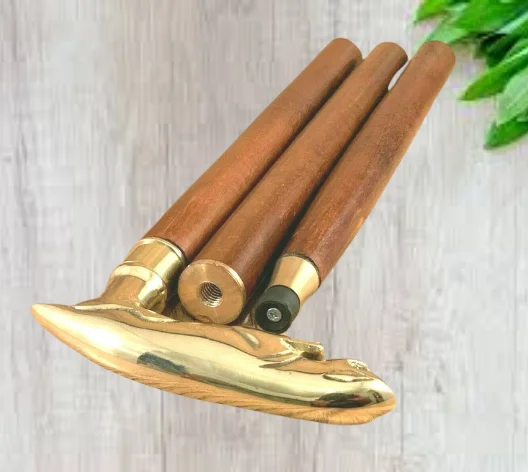 BRAND NEW BRASS JAGUAR HANDLE WOODEN WALKING STICK CANE ~ SOLID BRASS HANDLE WOODEN FOLDABLE BROWN STICK