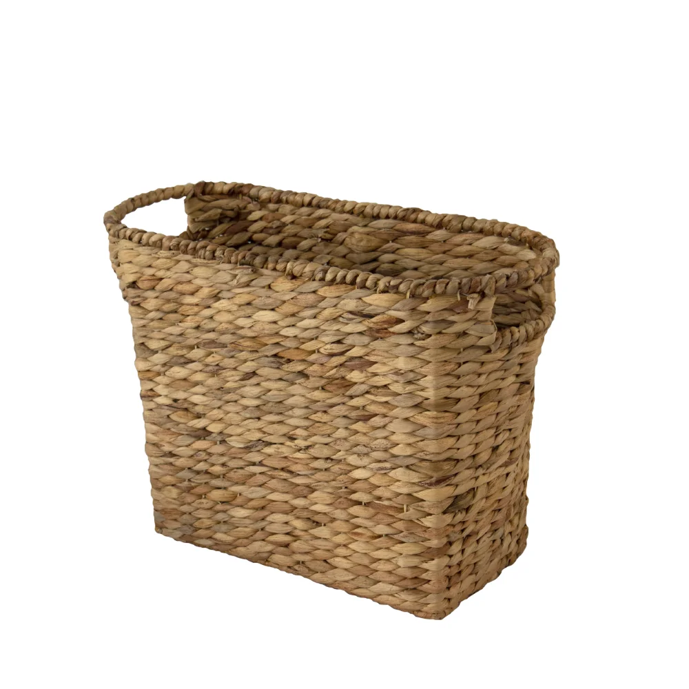Natural Woven Water Hyacinth Deep Rectangle Storage Basket - Water Hyacinth Wicker Kitchen Storage Food Storage Laundry Baskets
