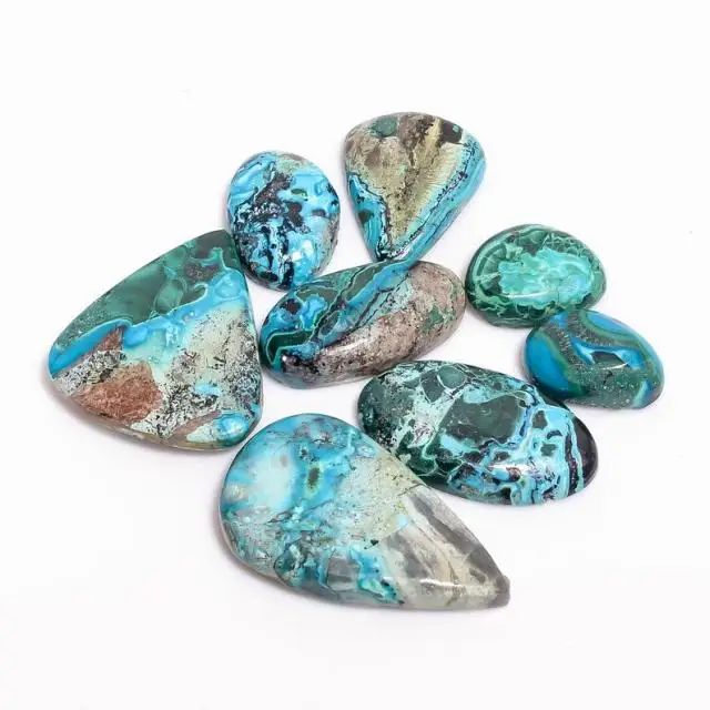 Натуральный хризоколла свободный Кабошон Драгоценные камни разных размеров и формы драгоценные камни, ручная работа и ручная полировка гладкие и плоские драгоценные камни для ювелирных изделий