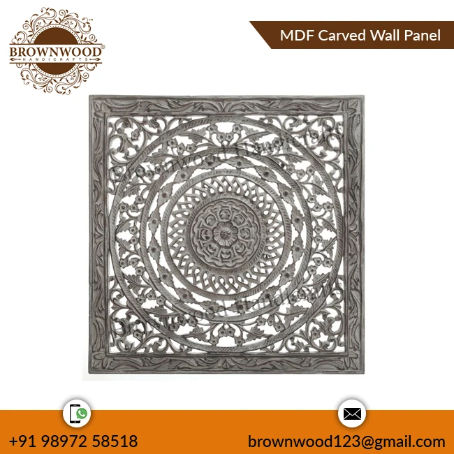 Latest Arrival Modern Design Hand Carved Design 17mm Thickness & 60 X 60 cm MDF Carved Wooden Wall Panel For Decoration & Gifts