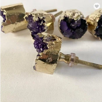 Ручки для мебели с золотым покрытием Фиолетовый Кристалл друза
