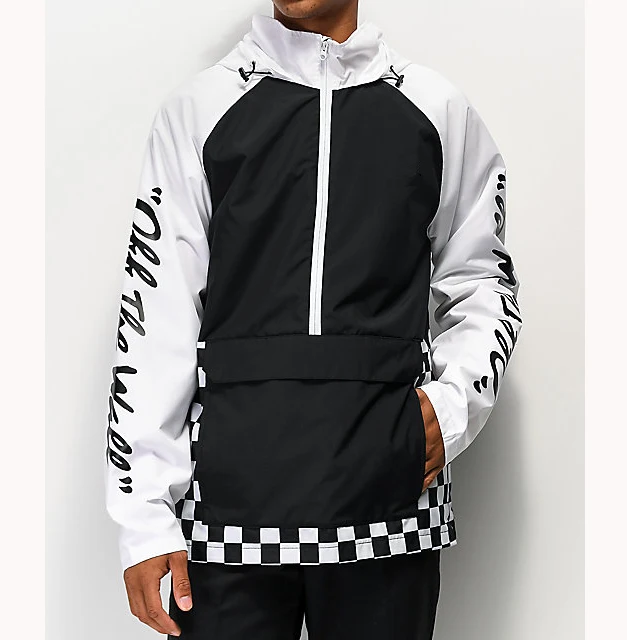 Men Custom Half Zipper Windbreaker Jacket Premium Quality Turtle Neck 100% Polyester Jacket with Front Pouch Pocket