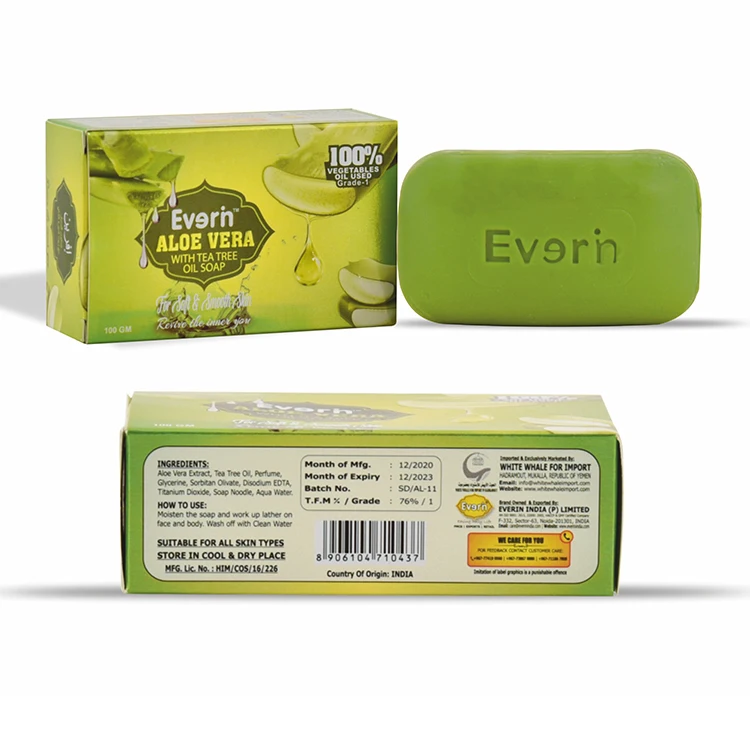 
OEM natural Soap Tea Tree 100g Essential Aloe Vera Oil Soap Moisturizing and Nourishing soap 