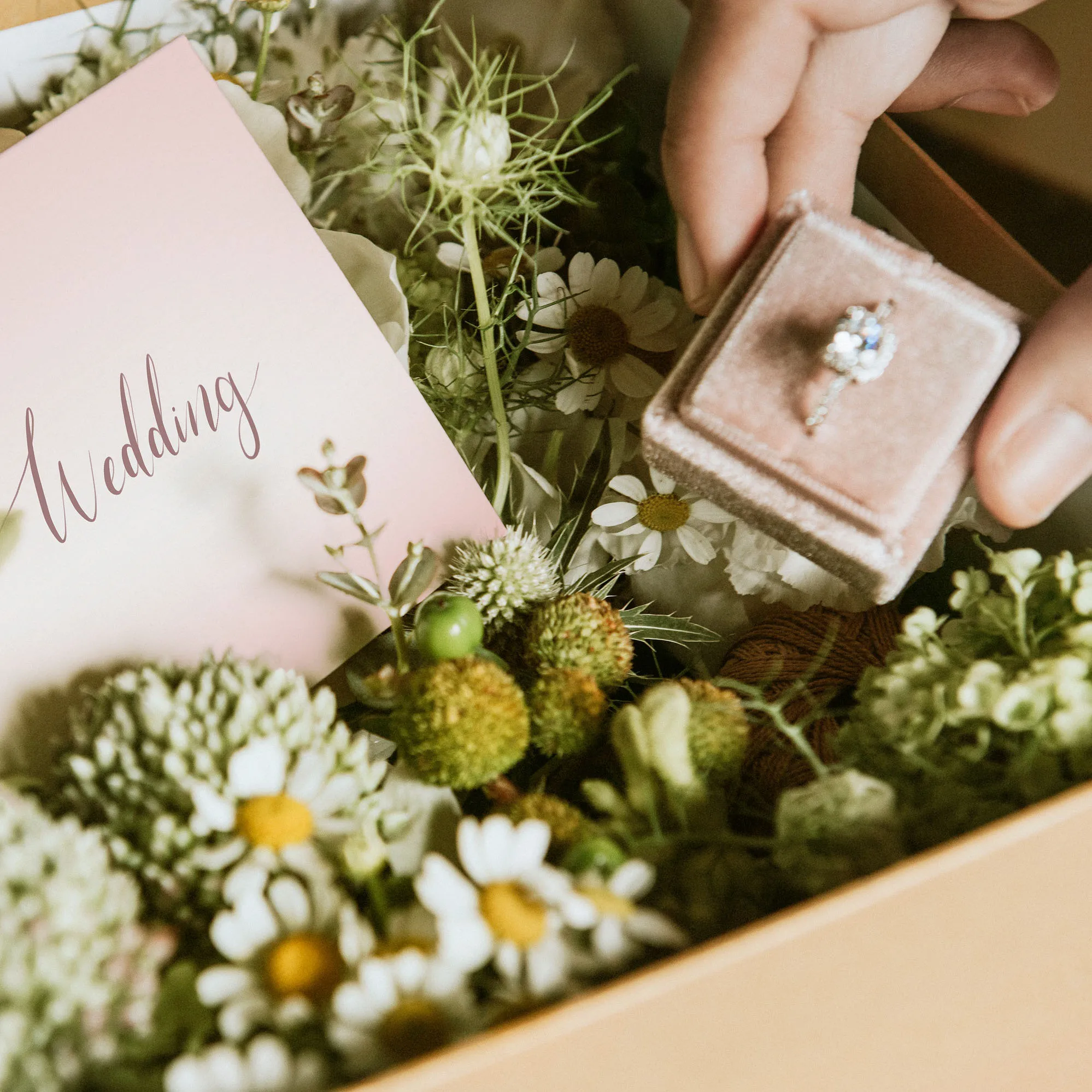 Pink Velvet Engagement Ring Box