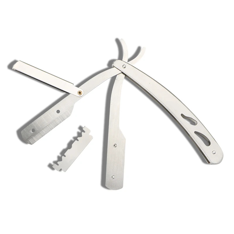 
Stainless steel Barber Razor folding private label shavette straight razor replaceable beard barber razor blade 