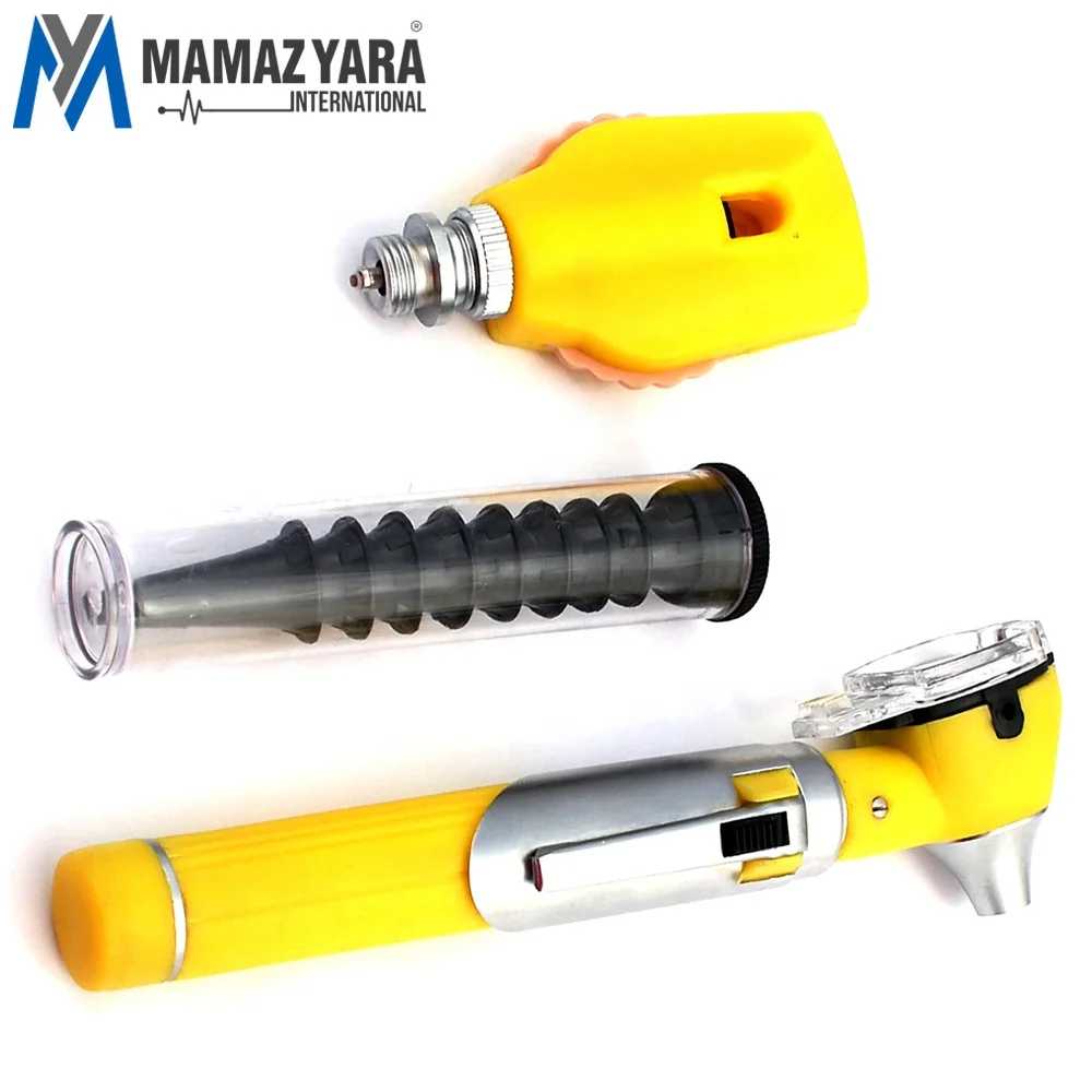 New Fiber Optic Otoscope Ophthalmoscope Examination Led Diagnostic ENT Set Yellow MYI-ENT-0076