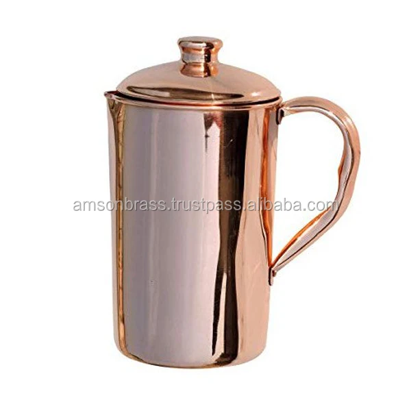 Handmade Simple Design Pure Copper Water Jug With Finest Quality Large Size Solid Copper Water Jug From India