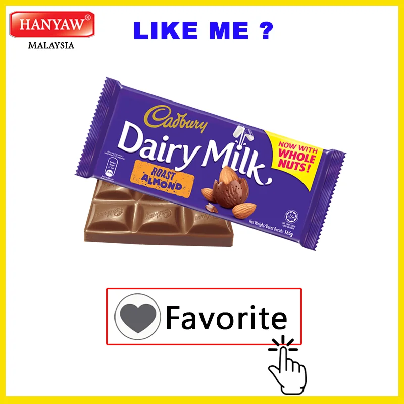 [Malaysia] Fast Shipping + Halal Certified Cadbury Dairy Milk Roast Almond Choco Bar ( 6 Box X 12 Pcs x 165g/Ctn)