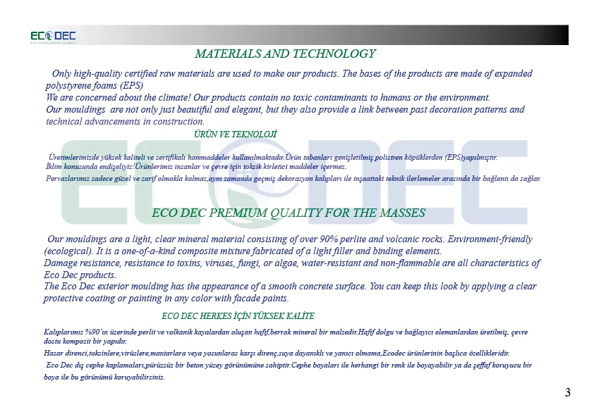 Современные кукурузы, внешние EPS молдинги WWECO3