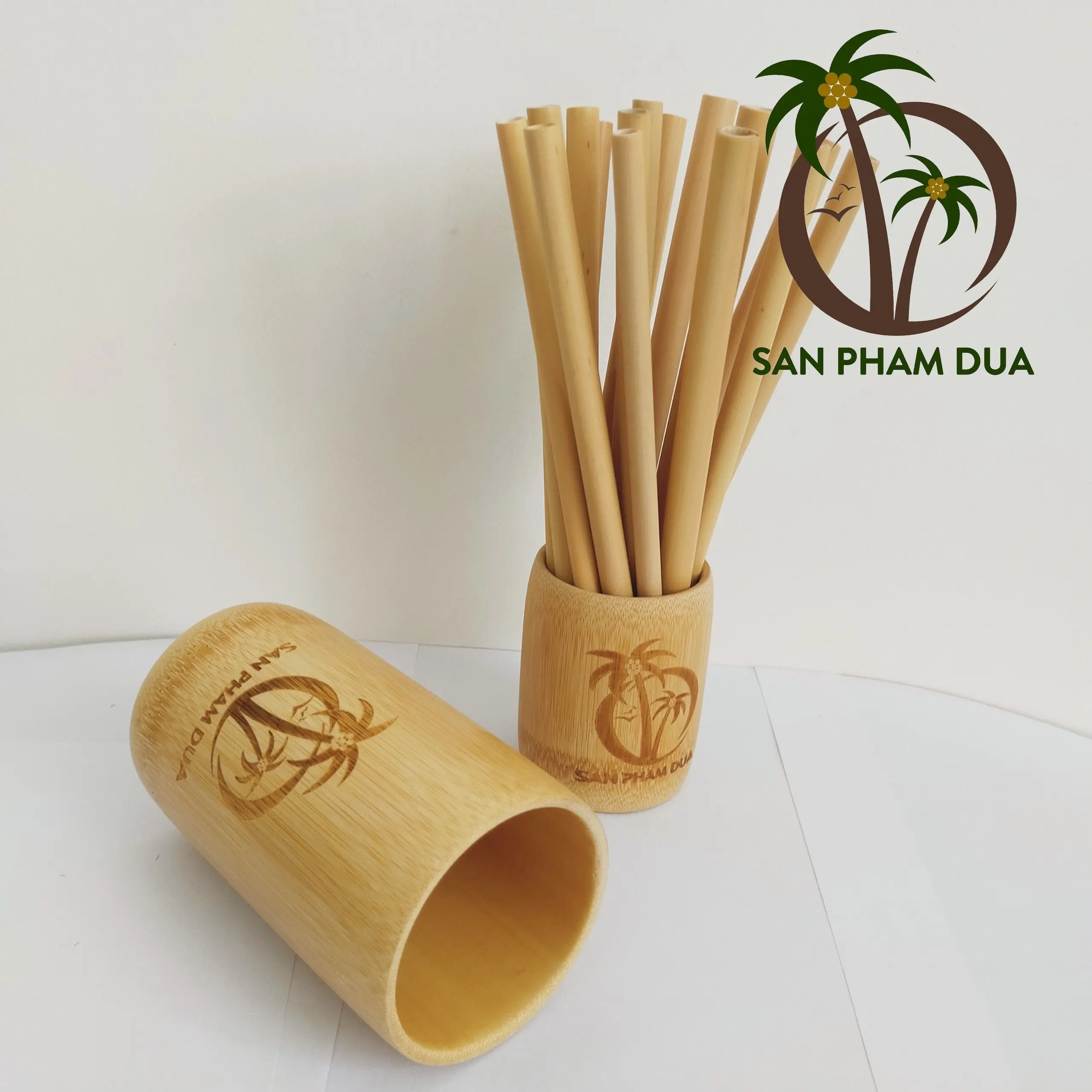 BAMBOO STRAW with BAMBOO CUP Natural Long-lasting PAPER RICE Straws Sustained Reusable STRAW BRUSH Coconut Bowl DRINK WARE