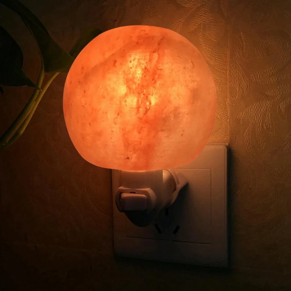 Настенный светильник ручной работы в форме сферы с плагином миниатюрный ночник из гималайской соли настенная лампа или круглой формы