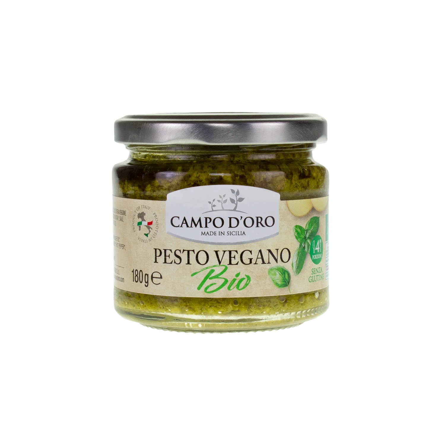 
Top Quality 180 g Organic Vegan Pesto sauce Made in Italy Authentic Natural Italian Food Sicily Farm 