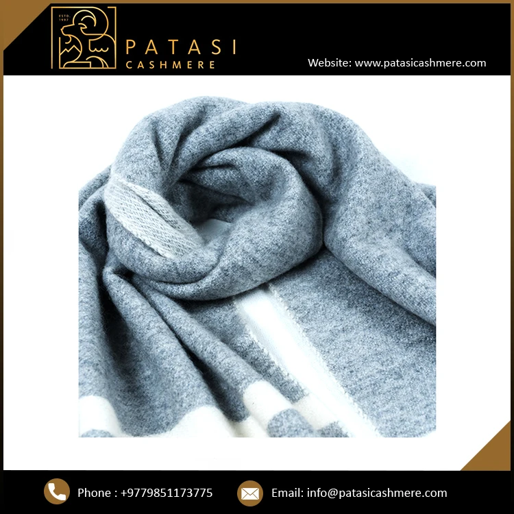 Winter Wear Women Scarves Thick Felted Cashmere Scarf With Stripe Pattern Ready To Ship