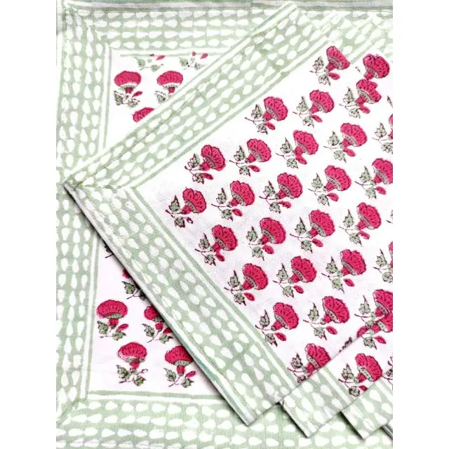 New Indian Canvas Cotton Hand Block print Set Of 6 Placemat & 6 napkins Trending Kitchen Towel Dinning Table Cover Runner