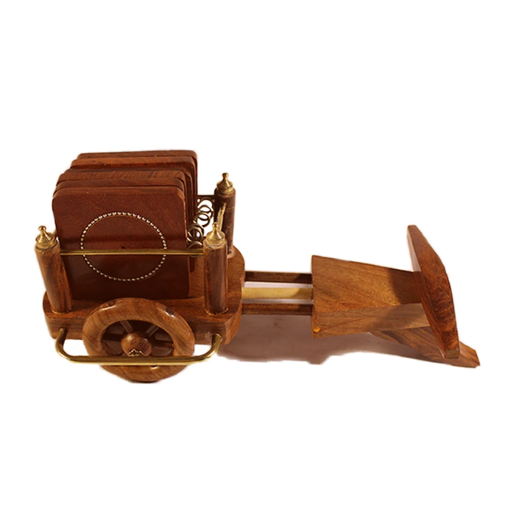 Unique Bullock Cart Wooden Handmade Coaster For Home Table Decor Accessories