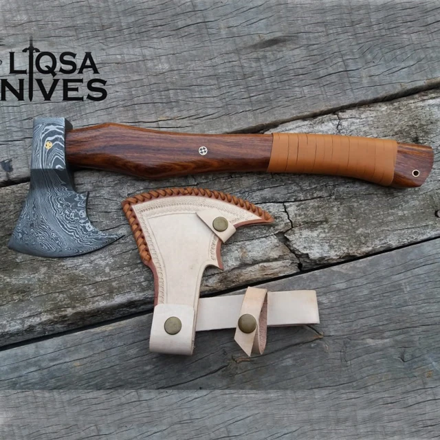 Camping Axe Forged Handmade Damascus Axe Camping Axe Head AXES Damascus Steel 1095 High Carbon Survival Axe Hatchet Custom Logo