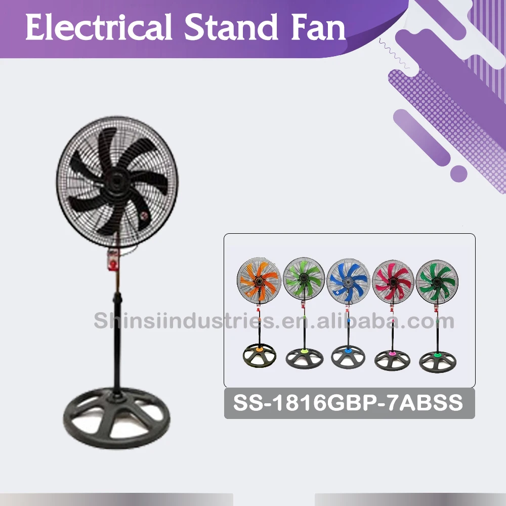 18 Inch Adjustable Height Floor Oscillating Electrical Fan Hot Sale SS-1816GBP-7ABS  Multicolor Appearance